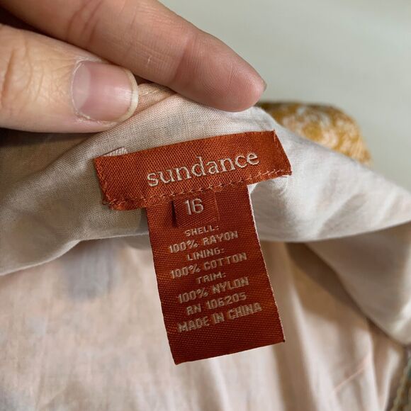 Sundance Dress Women 16 Multi Island Tales Coastal Chic Side Zip Lined Maxi - Picture 13 of 16